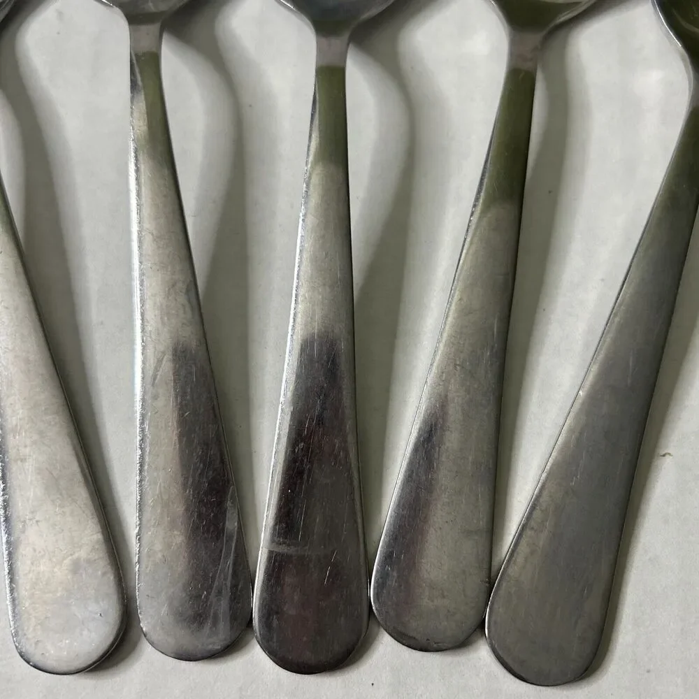 Rocco Spoon Set Of 5 Lot tablespoon? size FLAWED-ALL Damaged and Discolored Worn